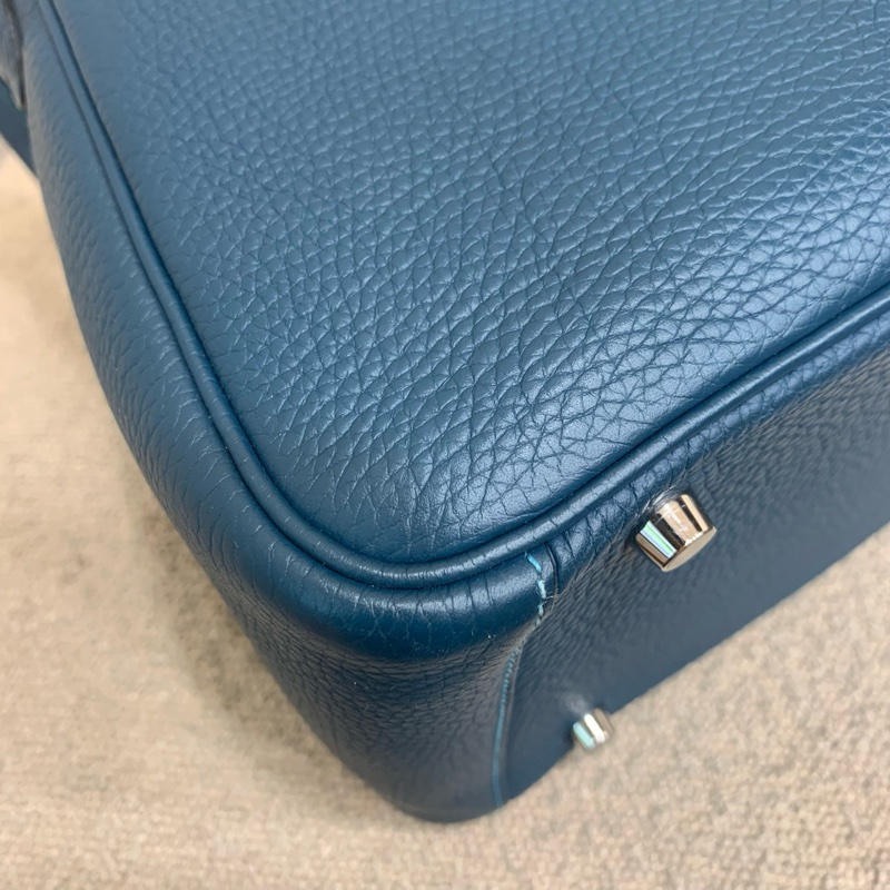 Hermes Lindy30 藍色銀扣 筐R 14年 鴨子藍拼湖水藍 配件：塵袋-8