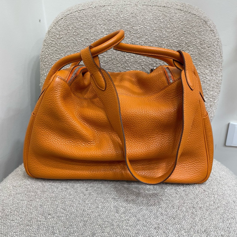 Hermès愛馬仕橙色Lindy34 框o lswl 11年  附件：塵袋-1