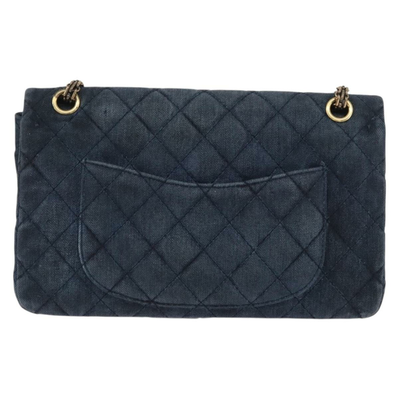 【日本直送】香奈兒雙蓋鏈條絎縫肩背包 牛仔藍 金色雙C標誌 正品 ki6569SAM-1