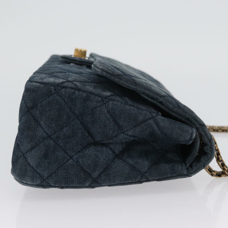 【日本直送】香奈兒雙蓋鏈條絎縫肩背包 牛仔藍 金色雙C標誌 正品 ki6569SAM-2