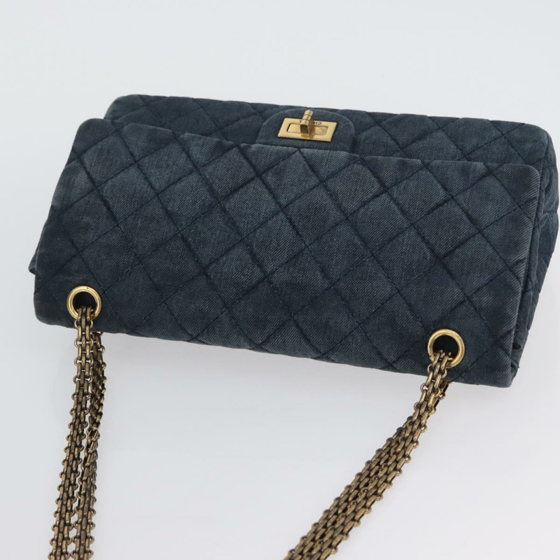 【日本直送】香奈兒雙蓋鏈條絎縫肩背包 牛仔藍 金色雙C標誌 正品 ki6569SAM-5