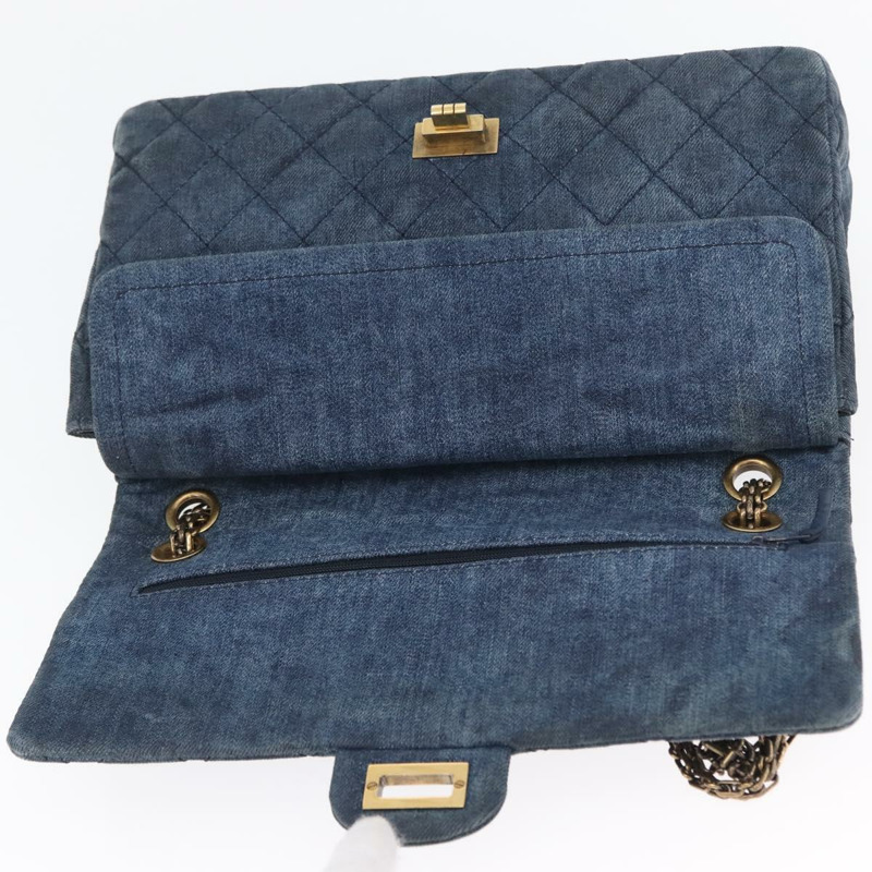 【日本直送】香奈兒雙蓋鏈條絎縫肩背包 牛仔藍 金色雙C標誌 正品 ki6569SAM-8