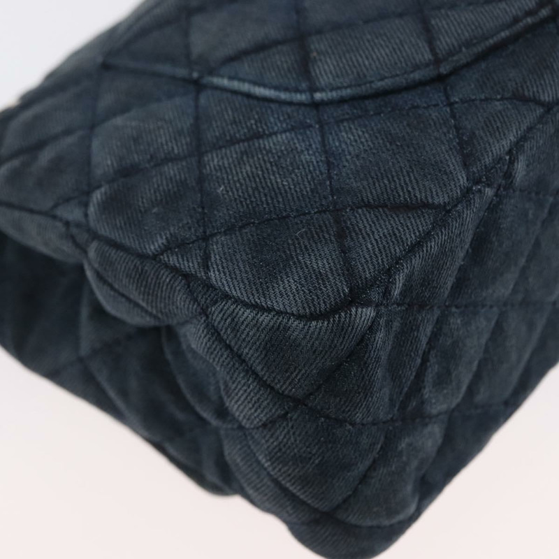 【日本直送】香奈兒雙蓋鏈條絎縫肩背包 牛仔藍 金色雙C標誌 正品 ki6569SAM-15