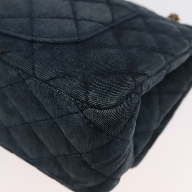 【日本直送】香奈兒雙蓋鏈條絎縫肩背包 牛仔藍 金色雙C標誌 正品 ki6569SAM-16