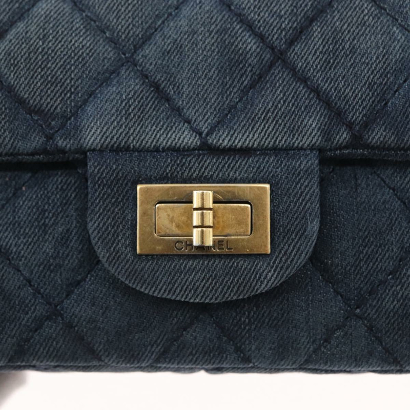 【日本直送】香奈兒雙蓋鏈條絎縫肩背包 牛仔藍 金色雙C標誌 正品 ki6569SAM-17