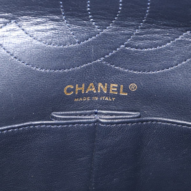 【日本直送】香奈兒雙蓋鏈條絎縫肩背包 牛仔藍 金色雙C標誌 正品 ki6569SAM-22