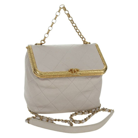 香奈兒鏈絎縫單肩包，羊皮材質，兩用，粉紅色金色雙C標誌，正品 ARZ510V