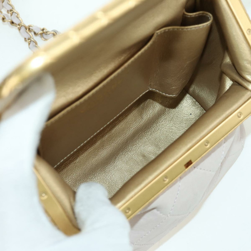 【日本直送】香奈兒鏈絎縫單肩包，羊皮材質，兩用，粉紅色金色雙C標誌，正品 ARZ510V-8