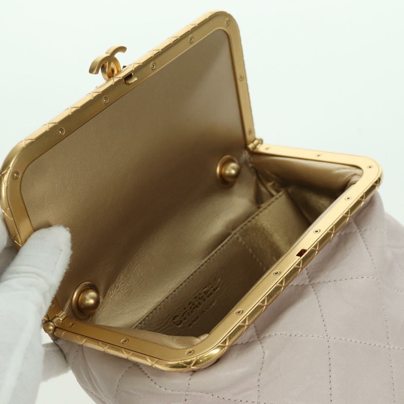 【日本直送】香奈兒鏈絎縫單肩包，羊皮材質，兩用，粉紅色金色雙C標誌，正品 ARZ510V-21