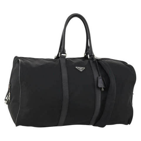 PRADA 波士頓包 尼龍 2way 黑色 銀色 Auth am11052V