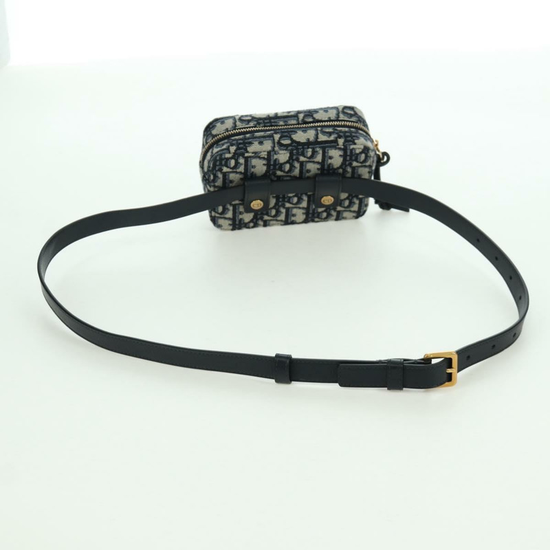 【日本直送】Christian Dior Trotter帆布腰包 海軍藍 金色 正品 BSZ700M-6