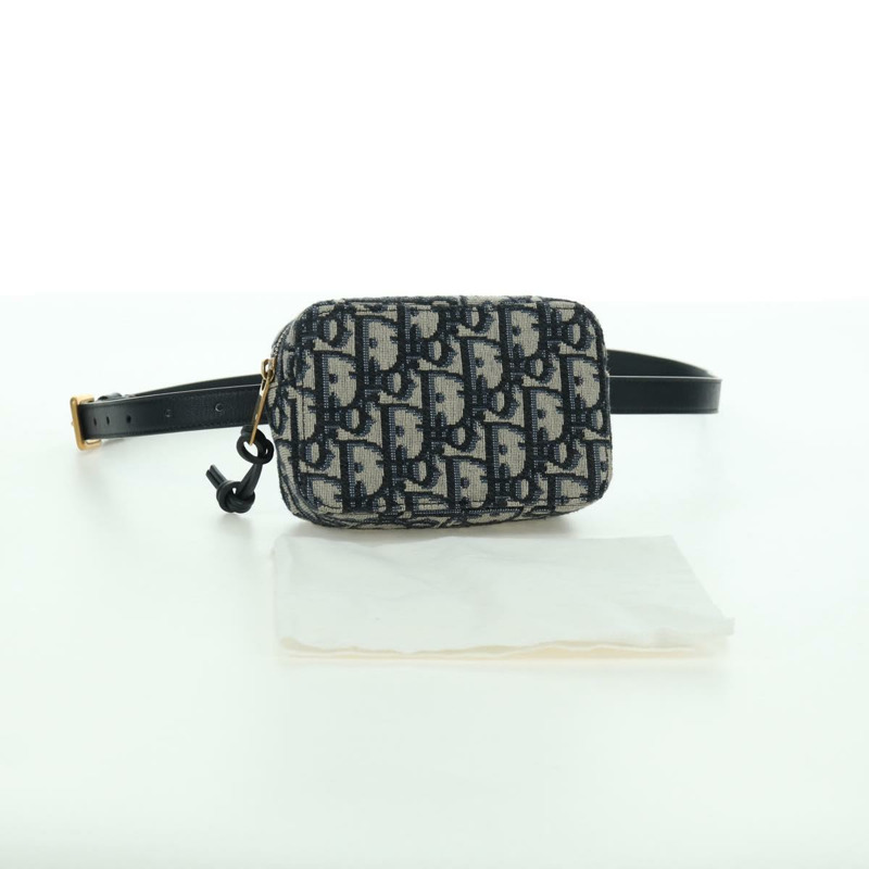 【日本直送】Christian Dior Trotter帆布腰包 海軍藍 金色 正品 BSZ700M-11