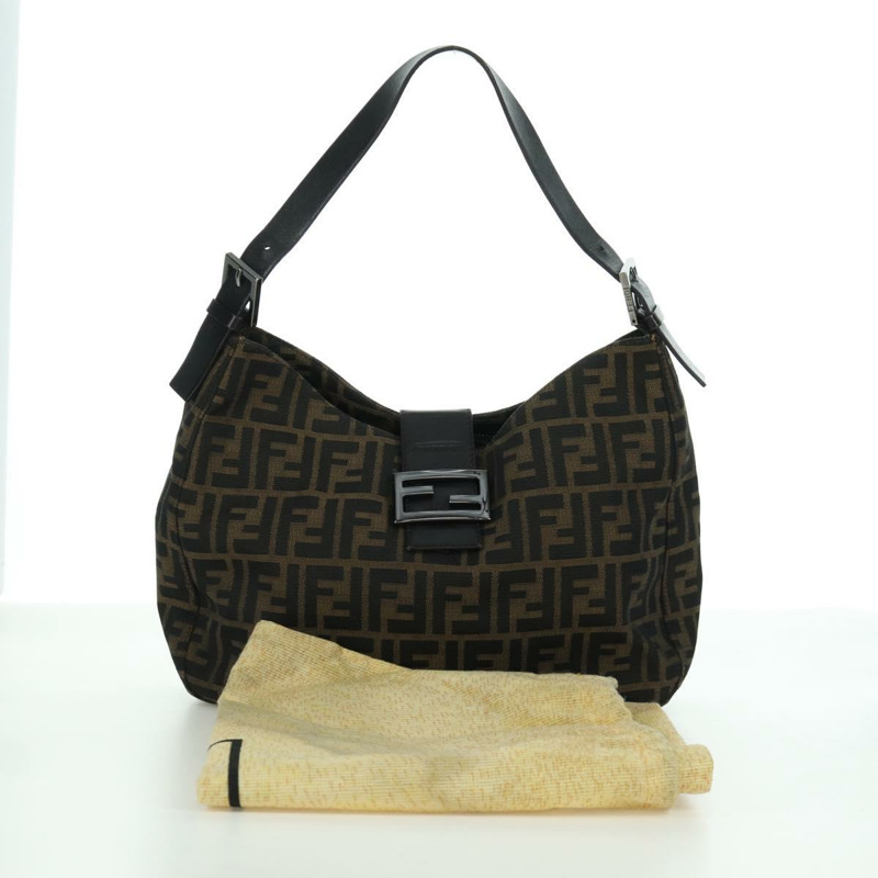 【日本直送】FENDI Zucca帆布Mamma Baguette單肩包 棕色/黑色 正品 YKZ798SAV-11