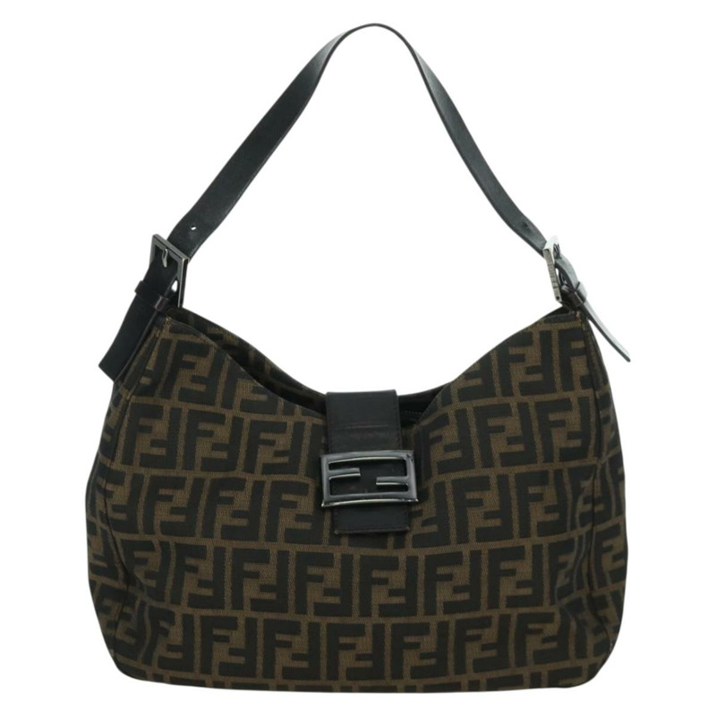 【日本直送】FENDI Zucca帆布Mamma Baguette單肩包 棕色/黑色 正品 YKZ798SAV-12