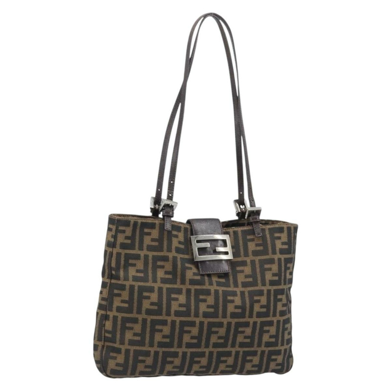 【日本直送】FENDI Zucca帆布手提包 棕色/黑色 正品 BAZ212A-0
