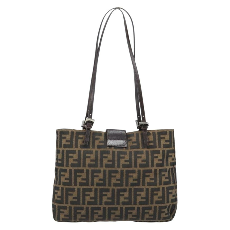 【日本直送】FENDI Zucca帆布手提包 棕色/黑色 正品 BAZ212A-1