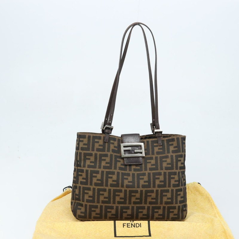 【日本直送】FENDI Zucca帆布手提包 棕色/黑色 正品 BAZ212A-11