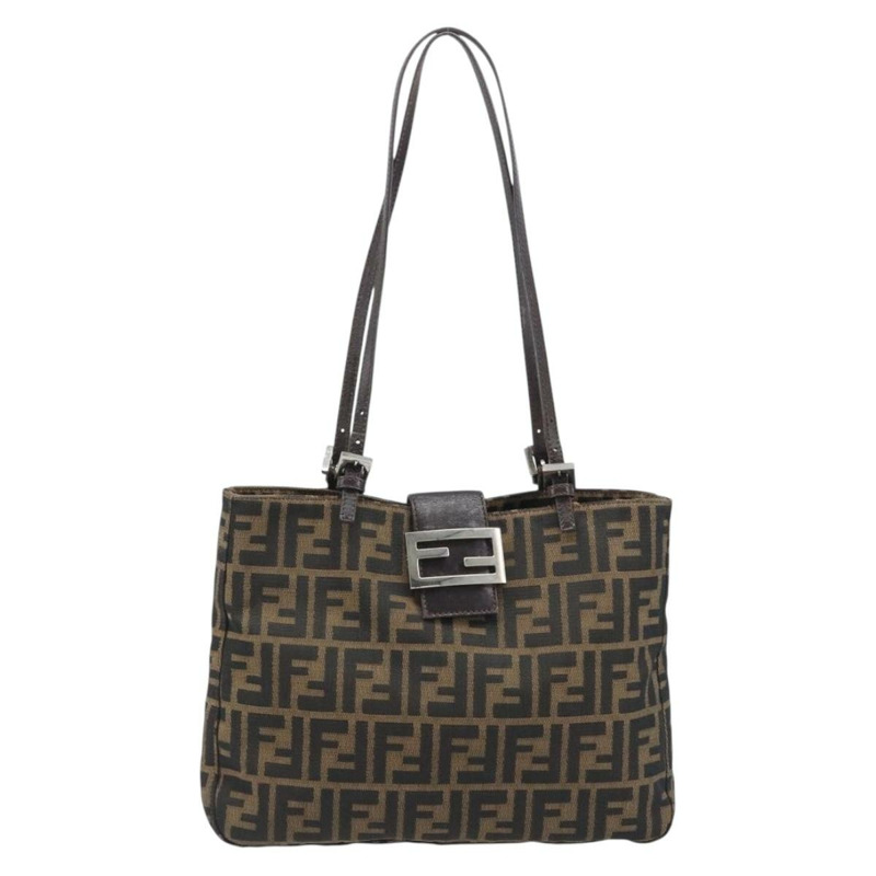 【日本直送】FENDI Zucca帆布手提包 棕色/黑色 正品 BAZ212A-12