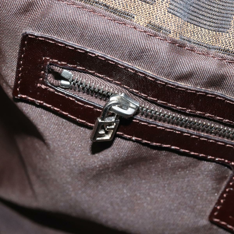 【日本直送】FENDI Zucca帆布手提包 棕色/黑色 正品 BAZ212A-22