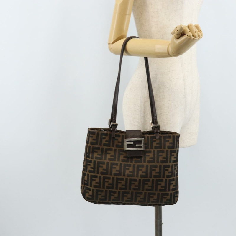 【日本直送】FENDI Zucca帆布手提包 棕色/黑色 正品 BAZ212A-24