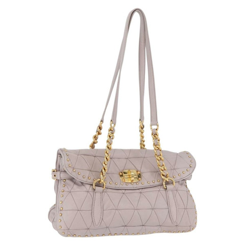 Miu Miu 鏈條單肩包 皮革 金色 紫色 灰色 正品 175512A