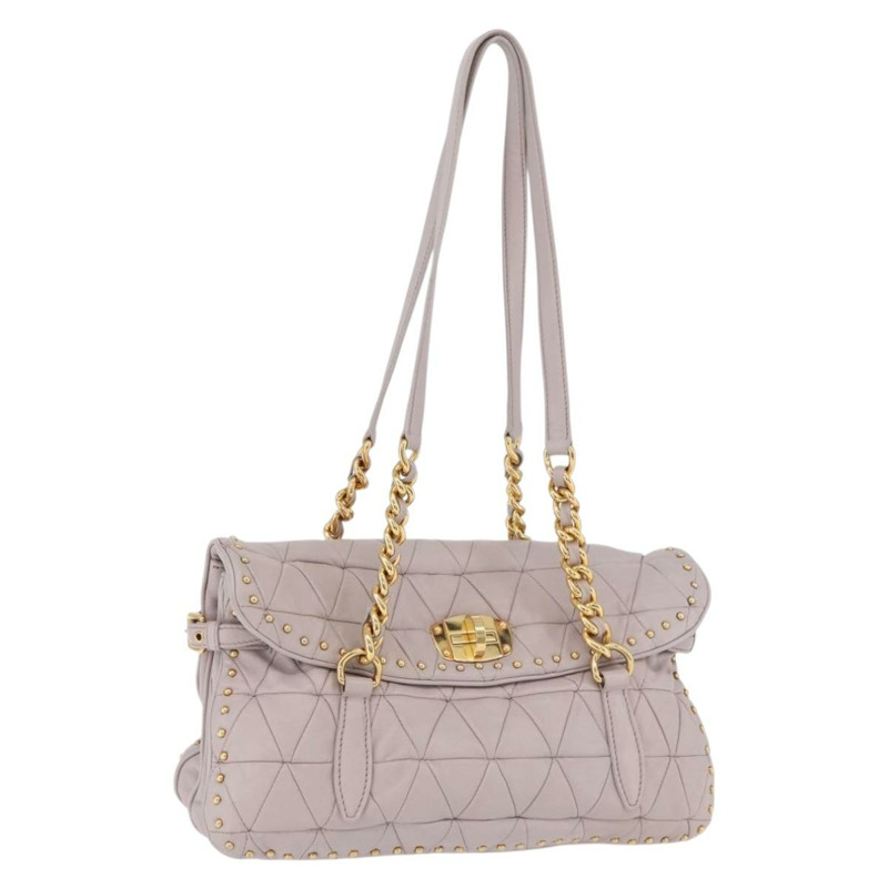 【日本直送】Miu Miu 鏈條單肩包 皮革 金色 紫色 灰色 正品 175512A-0