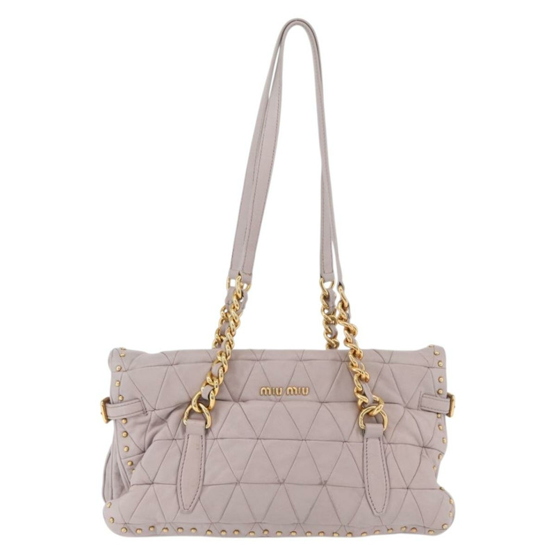 【日本直送】Miu Miu 鏈條單肩包 皮革 金色 紫色 灰色 正品 175512A-1