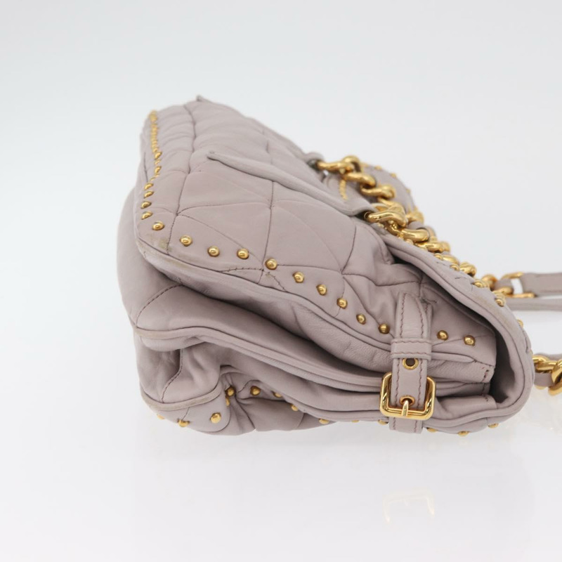 【日本直送】Miu Miu 鏈條單肩包 皮革 金色 紫色 灰色 正品 175512A-2