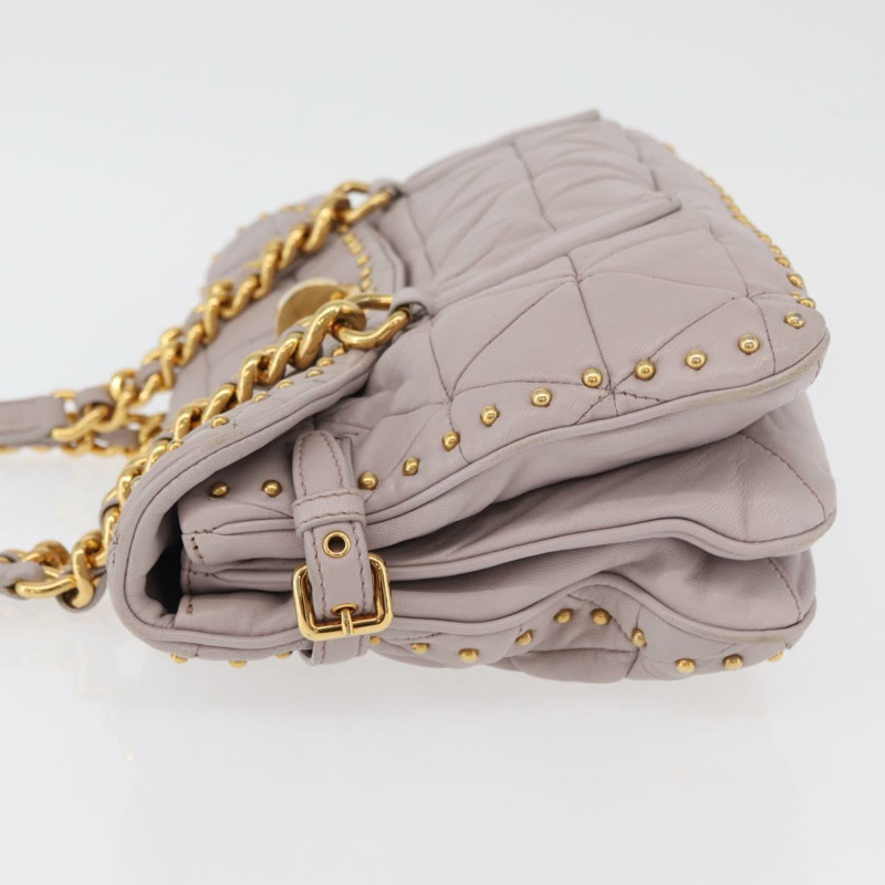 【日本直送】Miu Miu 鏈條單肩包 皮革 金色 紫色 灰色 正品 175512A-3