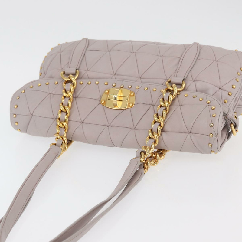【日本直送】Miu Miu 鏈條單肩包 皮革 金色 紫色 灰色 正品 175512A-5