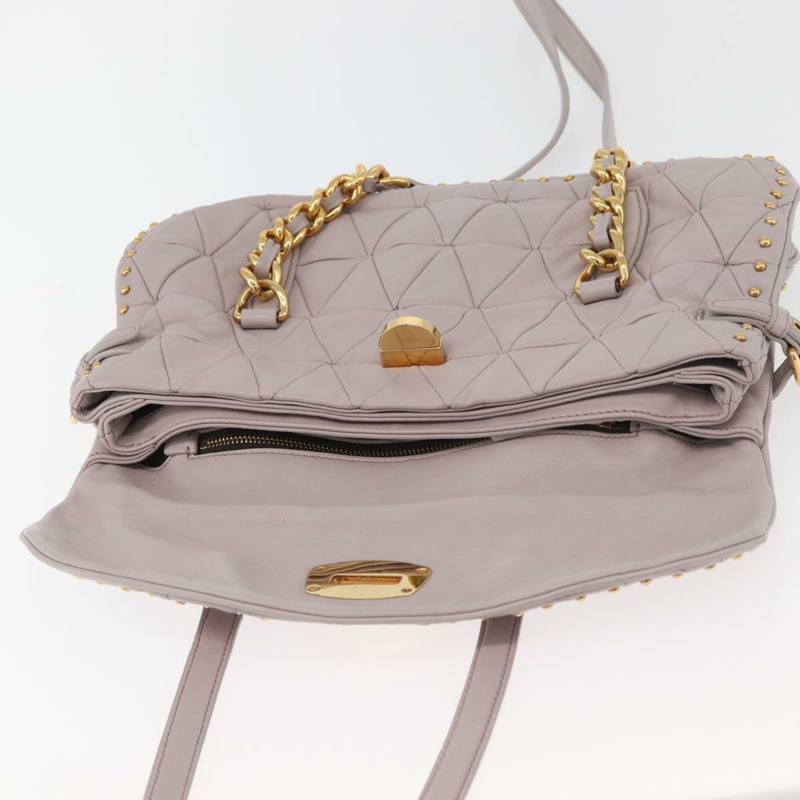 【日本直送】Miu Miu 鏈條單肩包 皮革 金色 紫色 灰色 正品 175512A-9