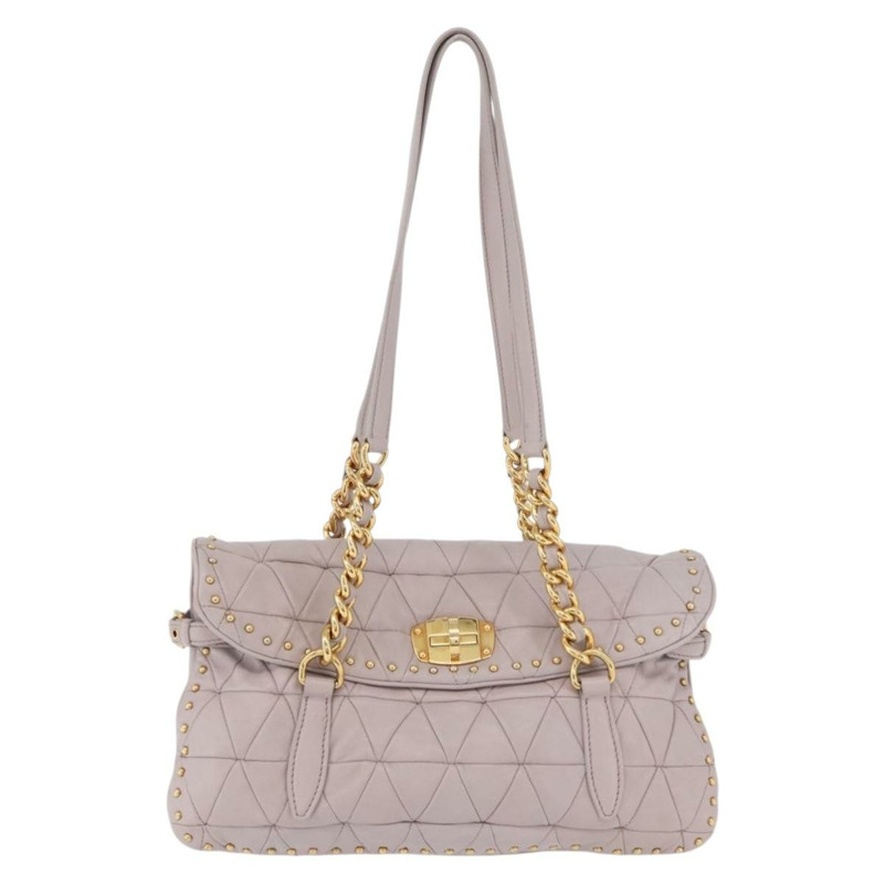 【日本直送】Miu Miu 鏈條單肩包 皮革 金色 紫色 灰色 正品 175512A-12