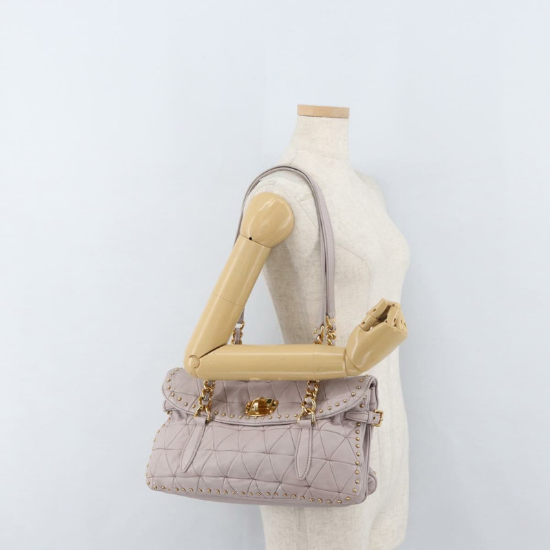 【日本直送】Miu Miu 鏈條單肩包 皮革 金色 紫色 灰色 正品 175512A-29