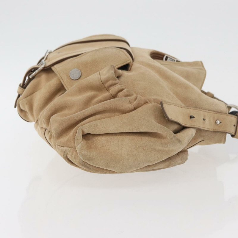 【日本直送】SAINT LAURENT Mombasa 單肩包 麂皮 米色 銀色 正品 175570A-3