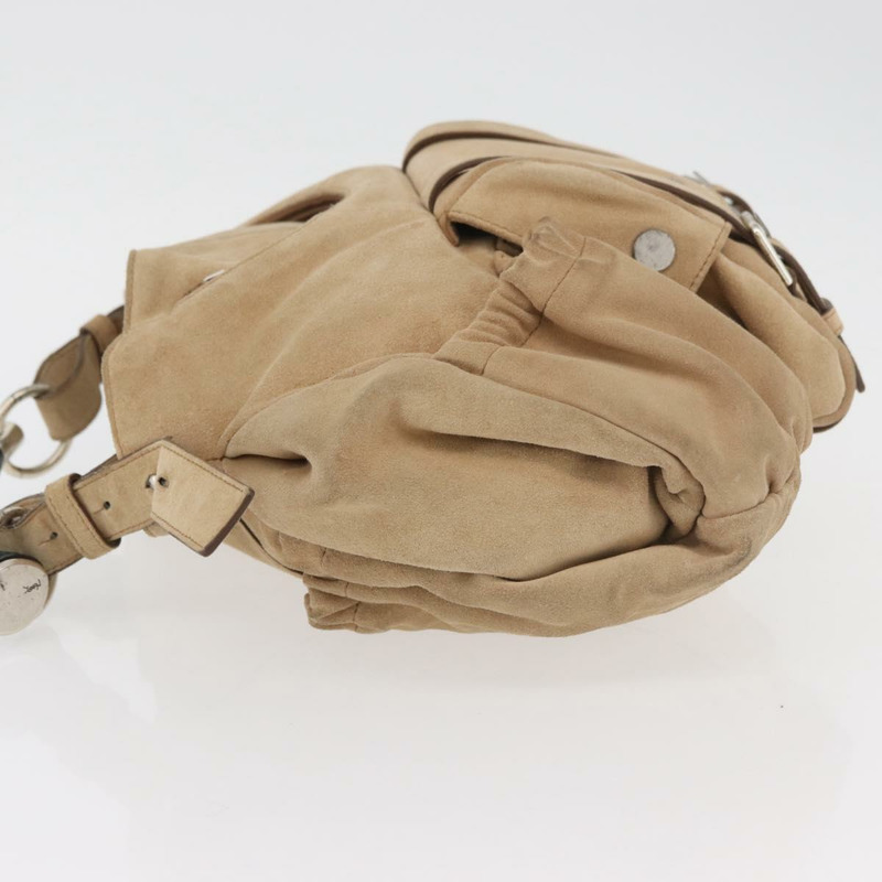 【日本直送】SAINT LAURENT Mombasa 單肩包 麂皮 米色 銀色 正品 175570A-4