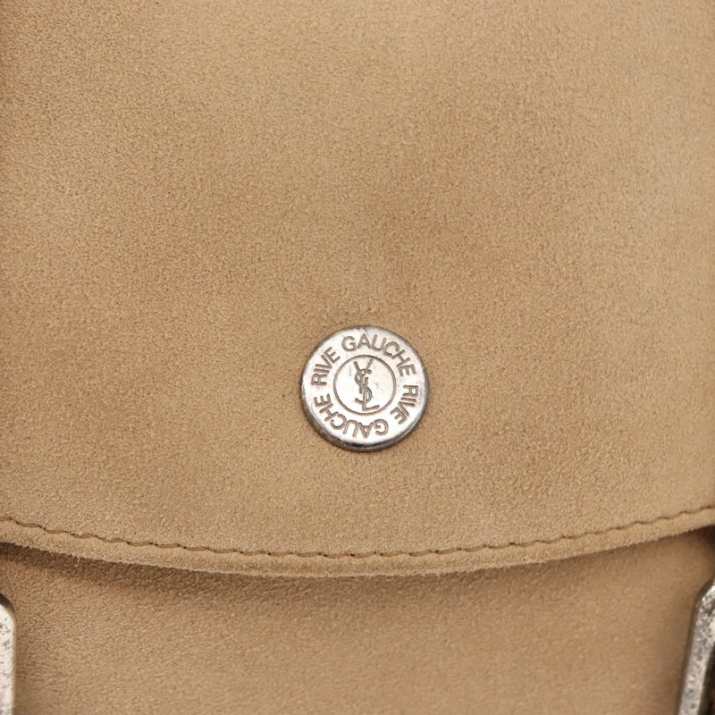 【日本直送】SAINT LAURENT Mombasa 單肩包 麂皮 米色 銀色 正品 175570A-13