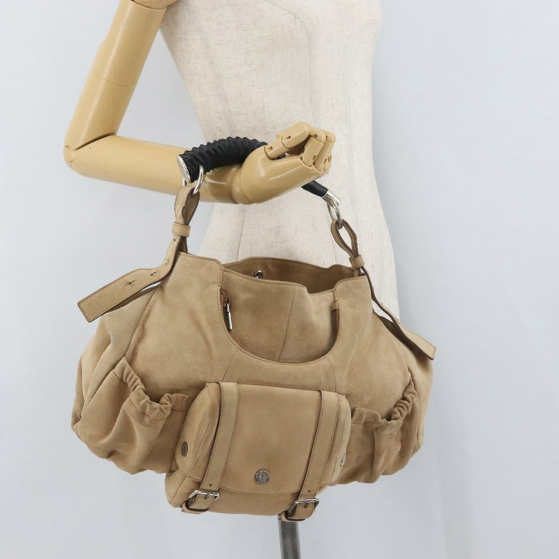 【日本直送】SAINT LAURENT Mombasa 單肩包 麂皮 米色 銀色 正品 175570A-23