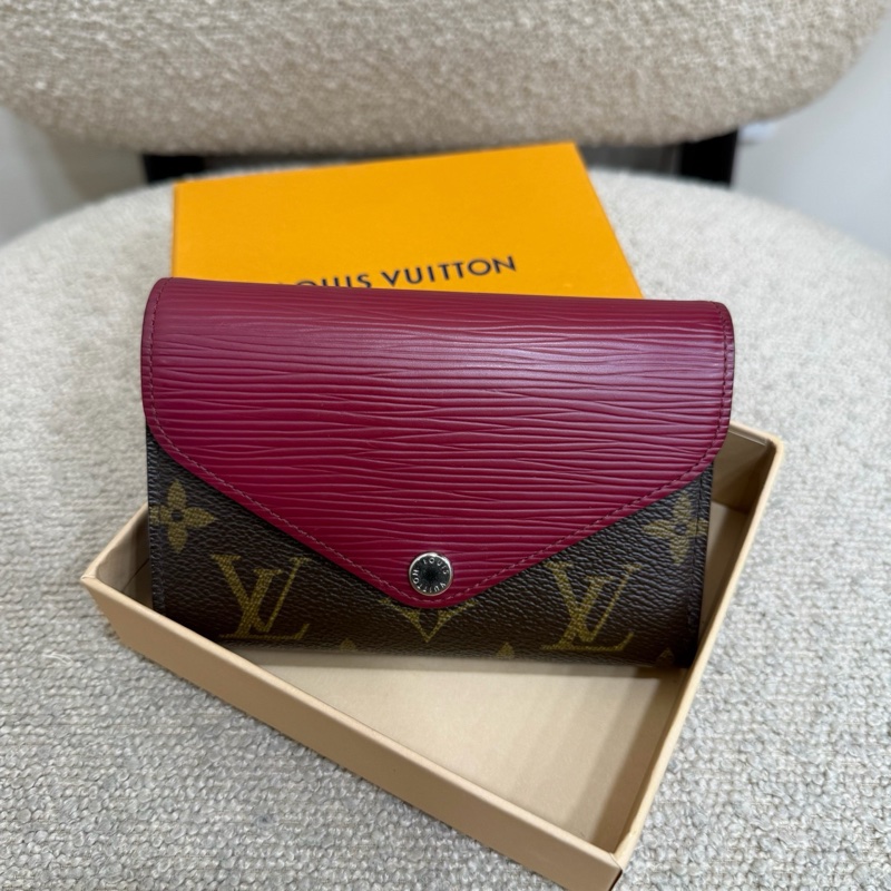 Louis Vuitton 路易威登老花拼水波紋三折錢夾 14年底長13.5cm  附件：盒-0