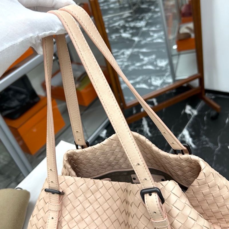 【狀況良好】Bottega Veneta BV 珊瑚粉編織小號托特單肩包，98新-4
