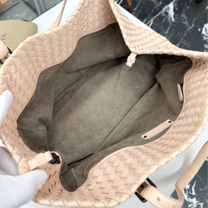 【狀況良好】Bottega Veneta BV 珊瑚粉編織小號托特單肩包，98新-5
