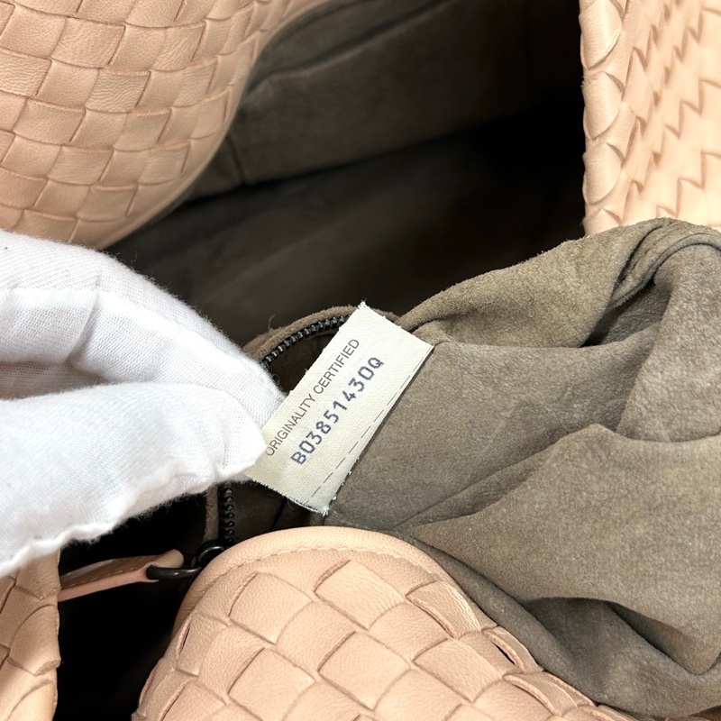 【狀況良好】Bottega Veneta BV 珊瑚粉編織小號托特單肩包，98新-6