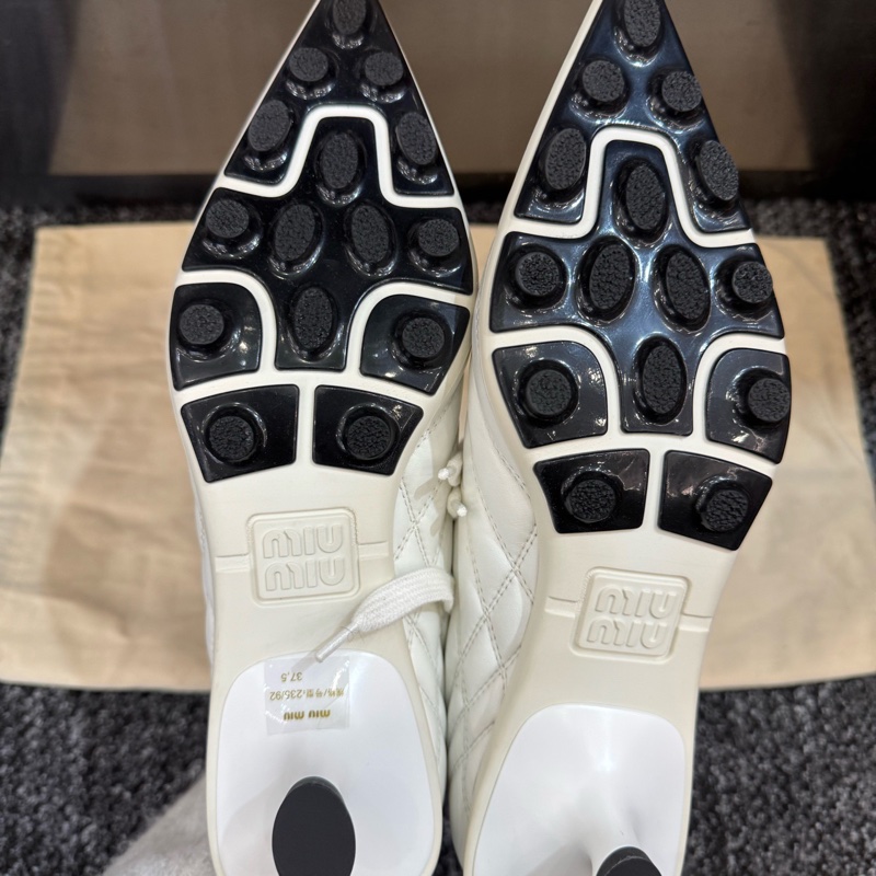 99新Miu Miu/繆繆 尖頭皮面尖頭小貓跟運動鞋 37.5碼 塵袋-4