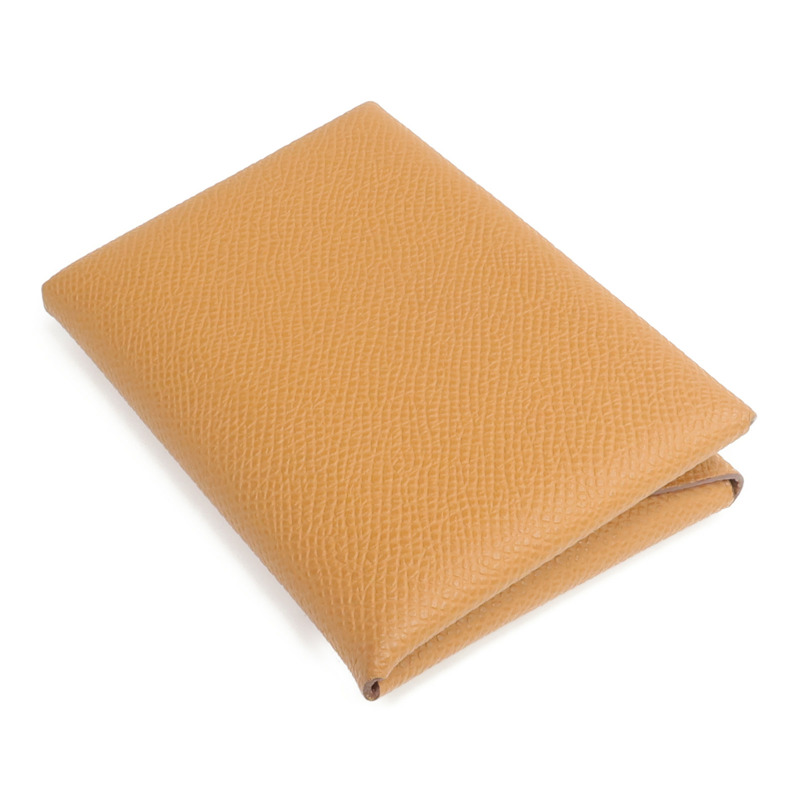HERMES Epsom皮革Calvi Duo卡片套Gold-4