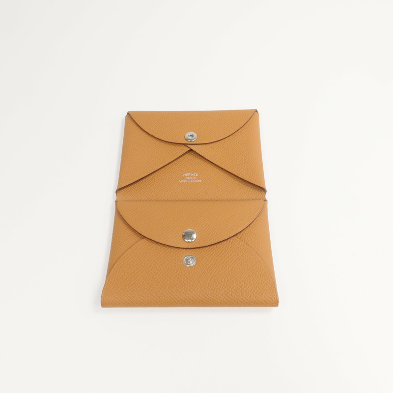 HERMES Epsom皮革Calvi Duo卡片套Gold-5
