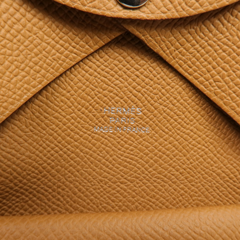 HERMES Epsom皮革Calvi Duo卡片套Gold-6