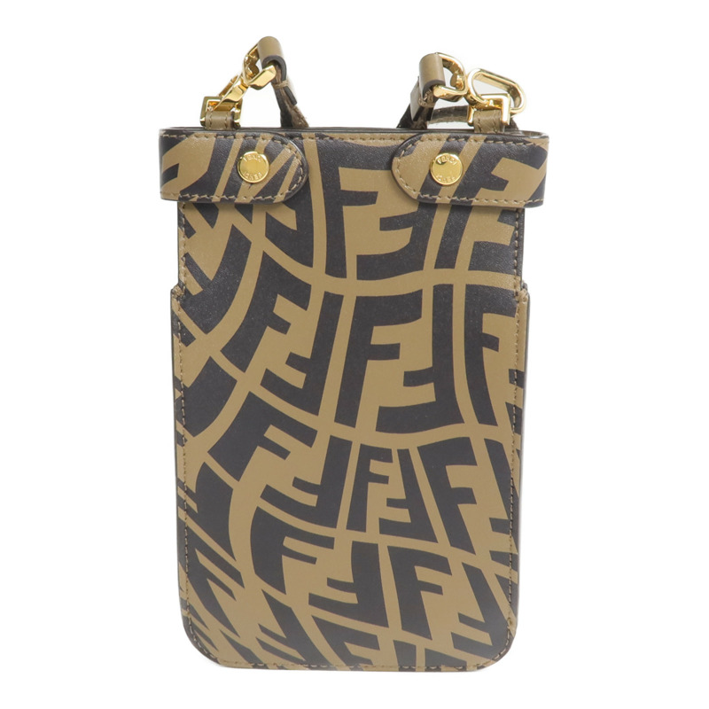 FENDI 牛皮皮革/塗層帆布Fendi Sarah Coleman Vertigo Peek-a-Phone手機袋-1