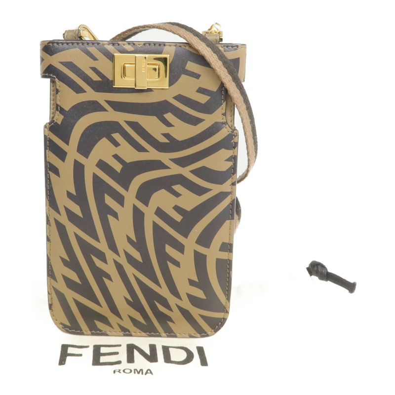 FENDI 牛皮皮革/塗層帆布Fendi Sarah Coleman Vertigo Peek-a-Phone手機袋-9