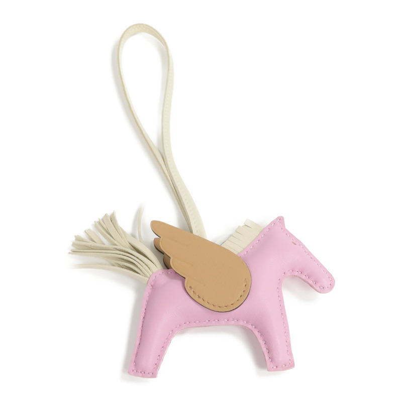 HERMES Milo/Swift皮革Rodeo Pegase PM掛飾Mauve Sylvestre/Chai/Craie-1