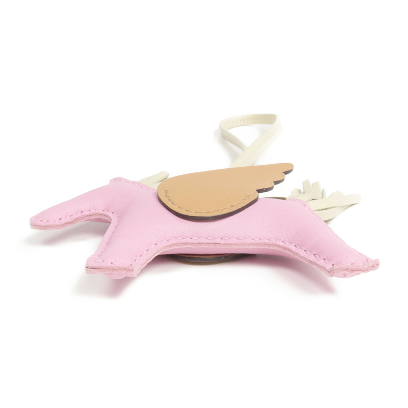 HERMES Milo/Swift皮革Rodeo Pegase PM掛飾Mauve Sylvestre/Chai/Craie-2