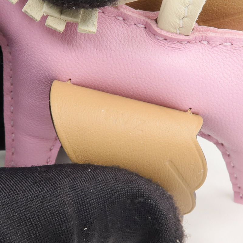 HERMES Milo/Swift皮革Rodeo Pegase PM掛飾Mauve Sylvestre/Chai/Craie-4